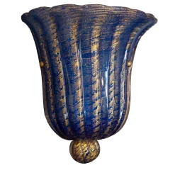 Set di 2 applique blu e oro a forma di tulipano