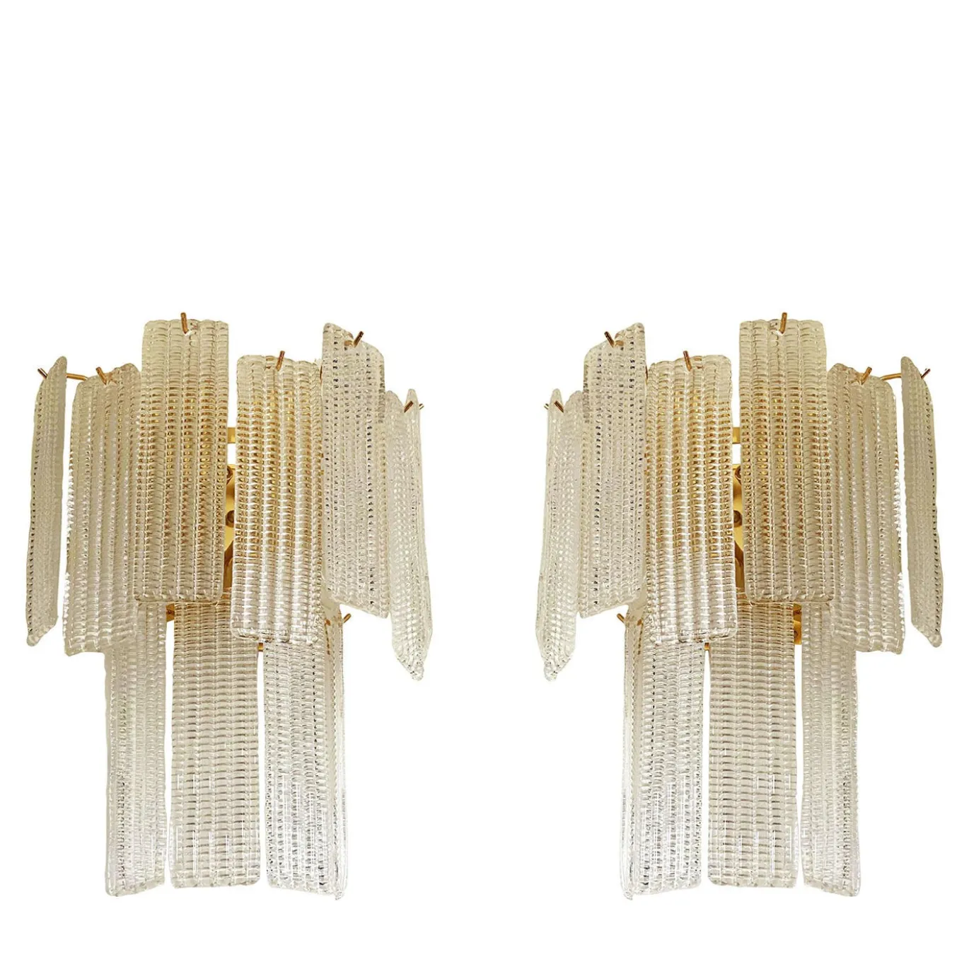 Set di 2 applique da parete in vetro listelli trasparente