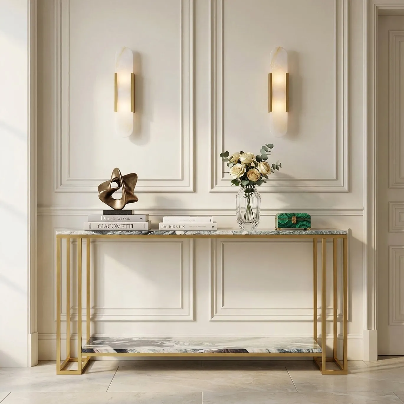 Set di 2 Applique Metropolitan a 2 Luci in Onice Bianco