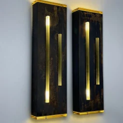 Set di 2 Appliques da Parete Lama di Luce in Bronzo