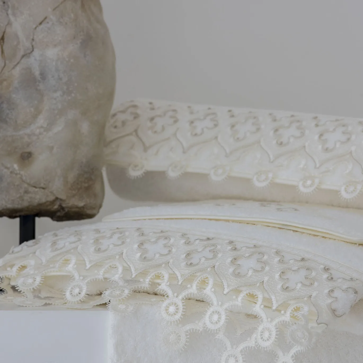 Set di 3 asciugamani da bagno Ducale in cotone avorio