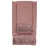 Set di 2 asciugamani in lino rosa vintage con lunghe frange