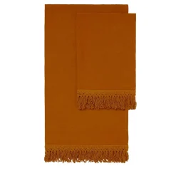 Set di 2 asciugamani in lino Sequoia con lunghe frange