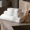 Set di Asciugamani Ricamati QENA in Cotone Spugna Bianco