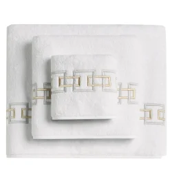 Set di Asciugamani Ricamati QENA in Cotone Spugna Bianco