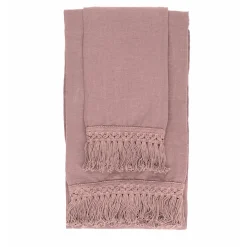 Set di asciugamani rosa vintage con frangia lunga