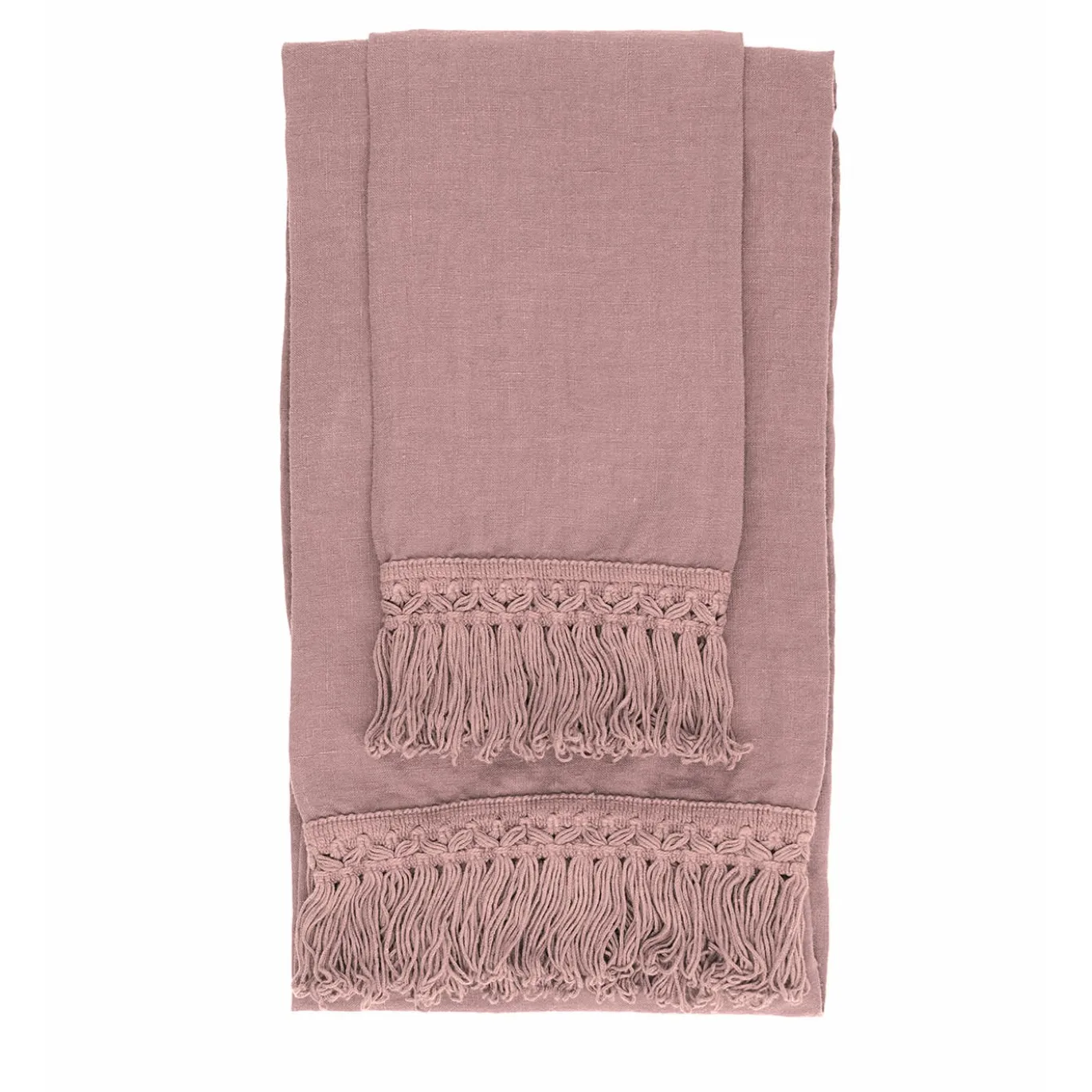 Set di asciugamani rosa vintage con frangia lunga
