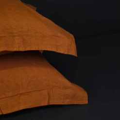 Set di biancheria da letto Autumn Orange in lino puro