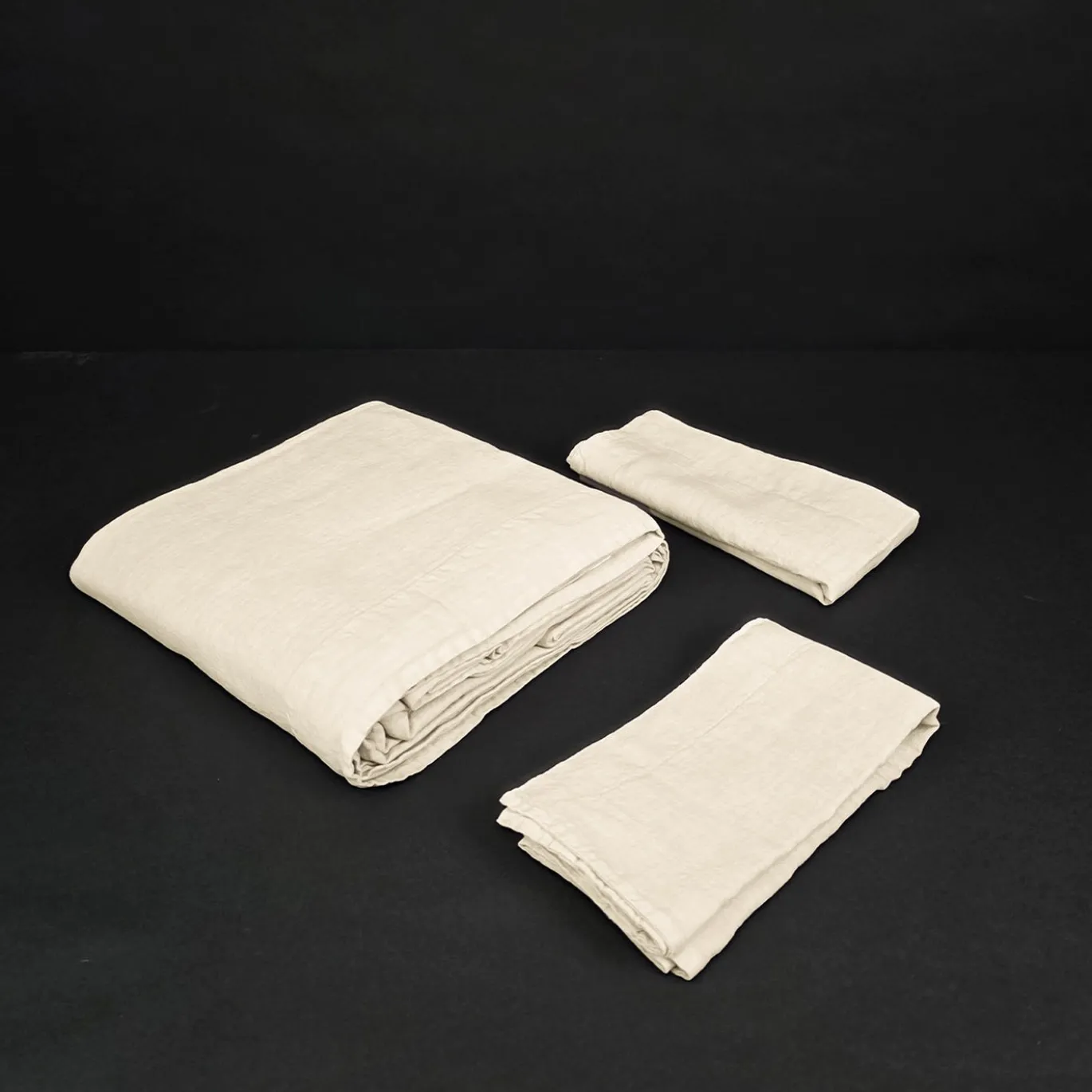 Set di biancheria da letto Ivory in lino puro con copripiumino king