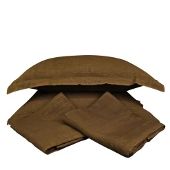 Set di biancheria da letto Tuscan Brown in lino puro