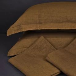 Set di biancheria da letto Tuscan Brown in lino puro