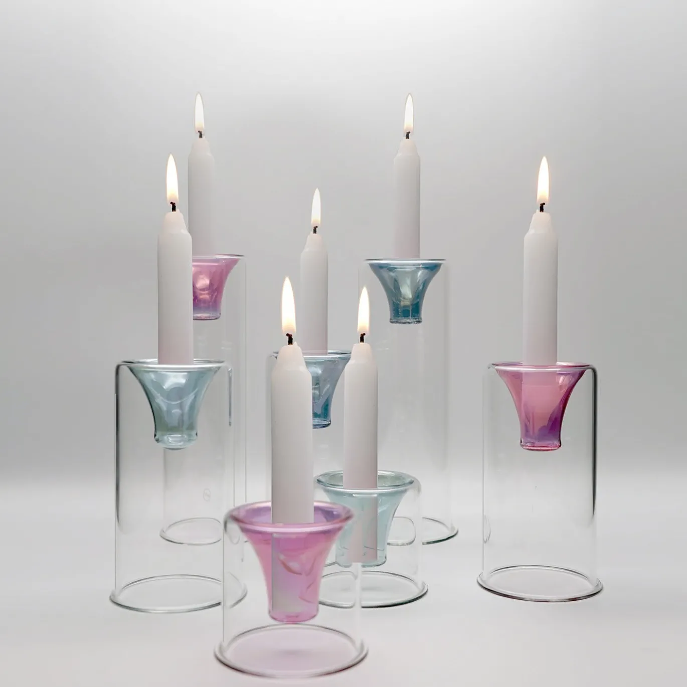 Set di 3 candelabri Tharros blu