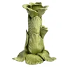 Set di 2 candelieri in ceramica a forma di rosa verde