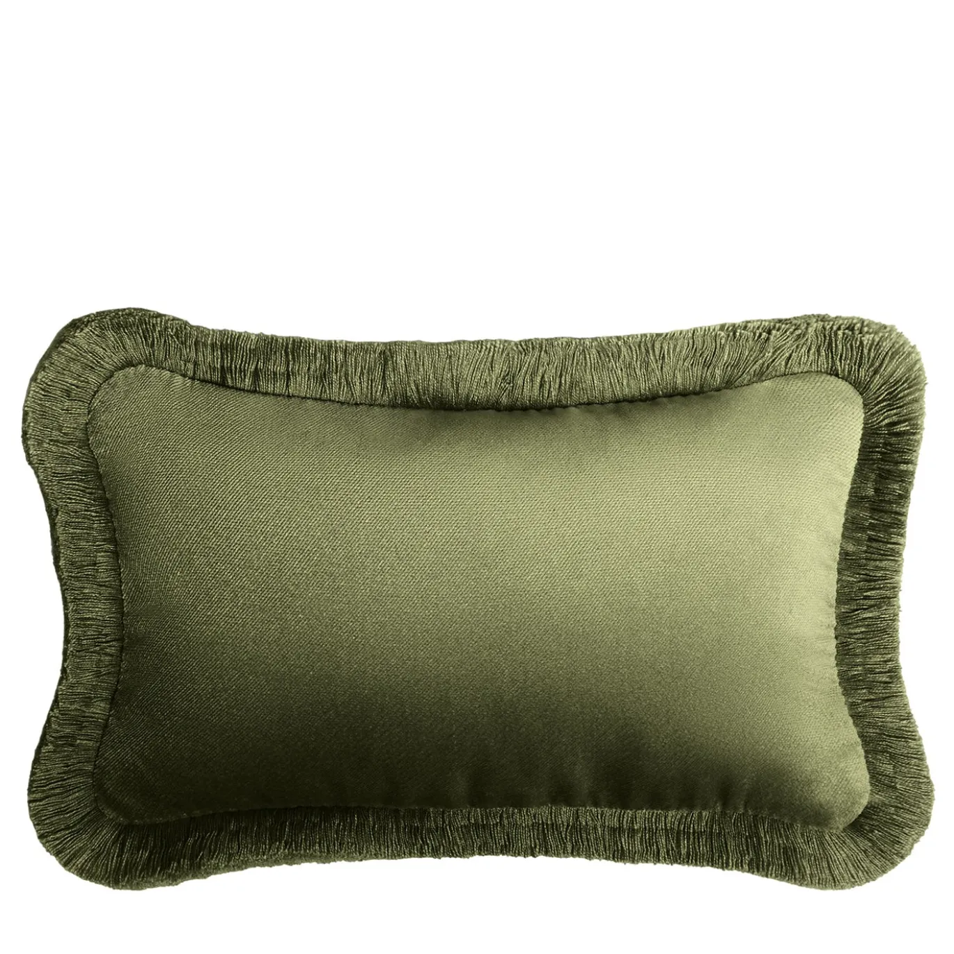 Set di 2 Cuscini Micro The Gift in velluto verde con frange