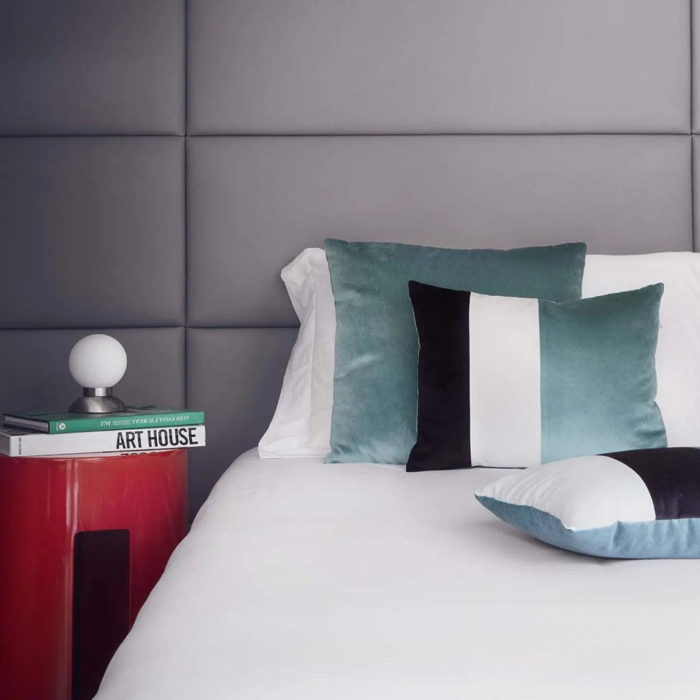 Set di 2 Cuscini Ottici Tripli in Verde Teal
