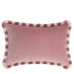 Set di due cuscini Happy bicolore bianchi e rosa con frange