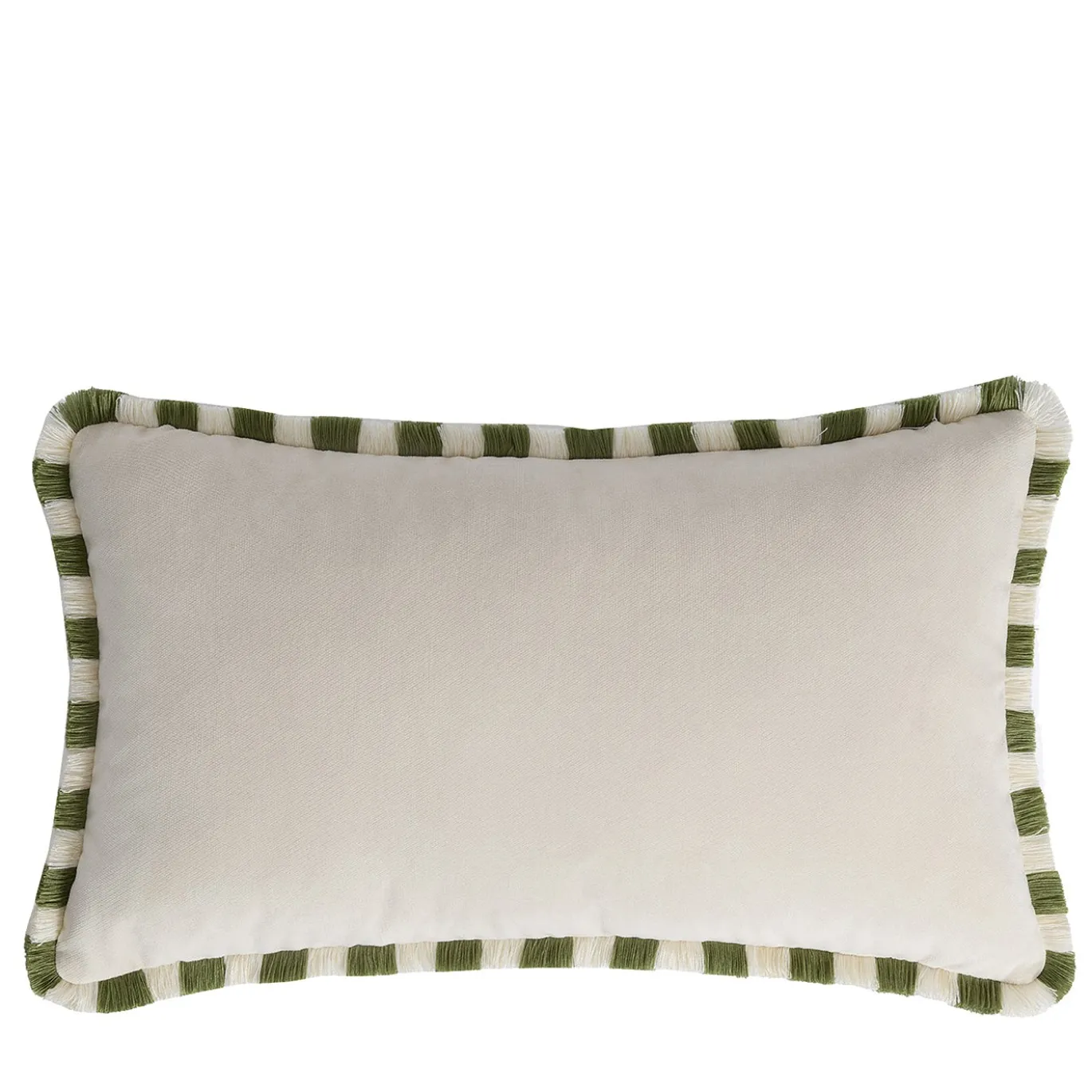 Set di Due Cuscini Happy Bicolor Bianchi e Verdi con Frange