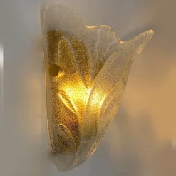 Set di 2 lampade da parete in vetro di Murano