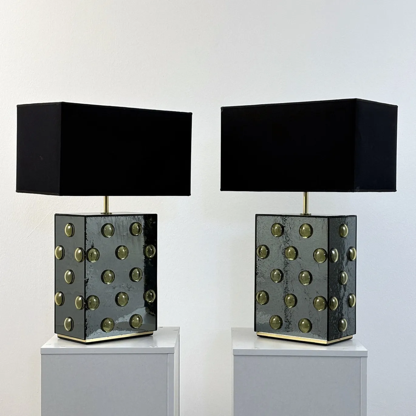 Set di 2 Lampade da tavolo Occhi Gialli in vetro nero