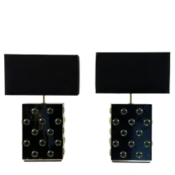 Set di 2 Lampade da tavolo Occhi Gialli in vetro nero