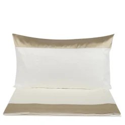 Set di lenzuola e due federe in raso di cotone beige Tivoli
