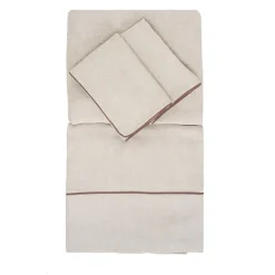 Set di lino naturale Summer Bed con profili rosa vintage