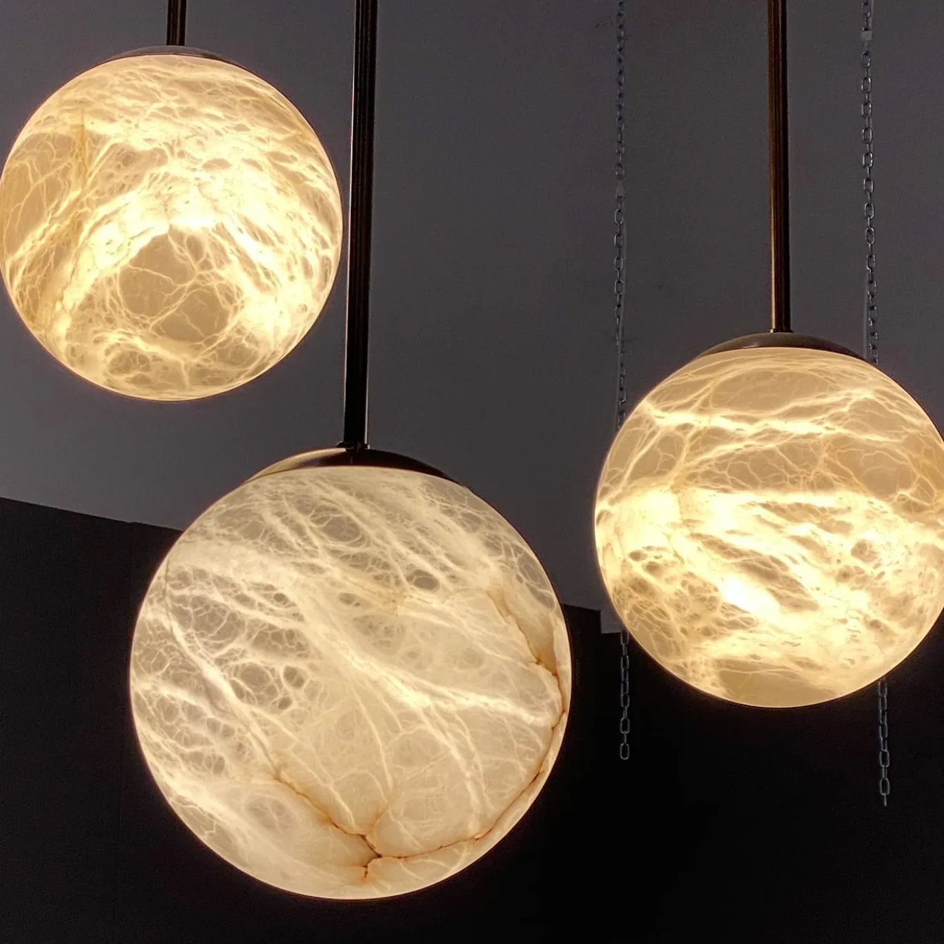 Set di 3 pendenti Maxi Alabaster Moon