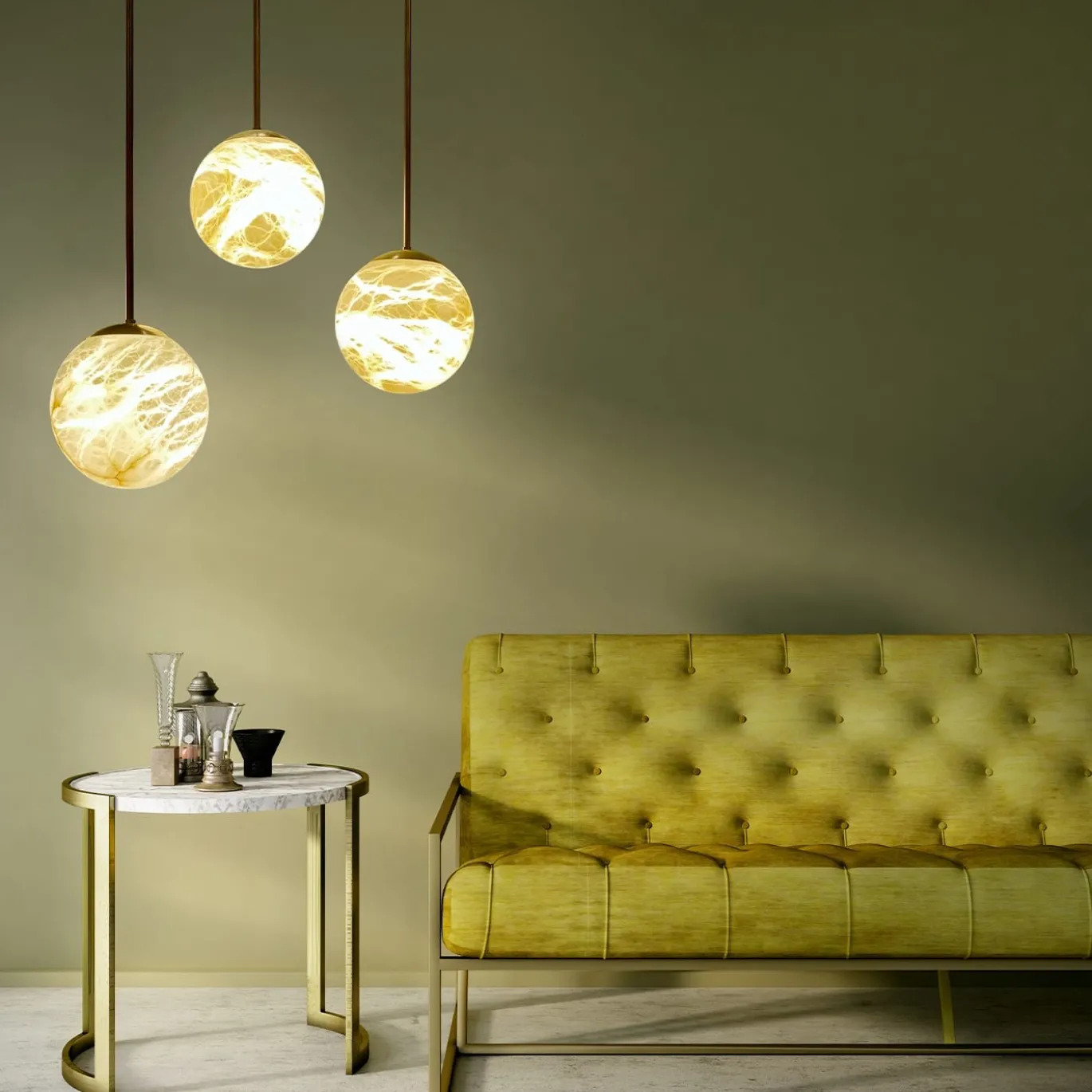 Set di 3 pendenti Maxi Alabaster Moon