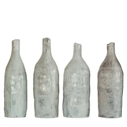 Set di 4 Piccole Bottiglie Decorative in Ceramica Bianco Avorio