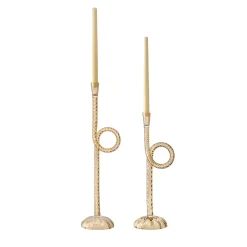 Set di 2 portacandele Knot in vetro di Murano Champagne