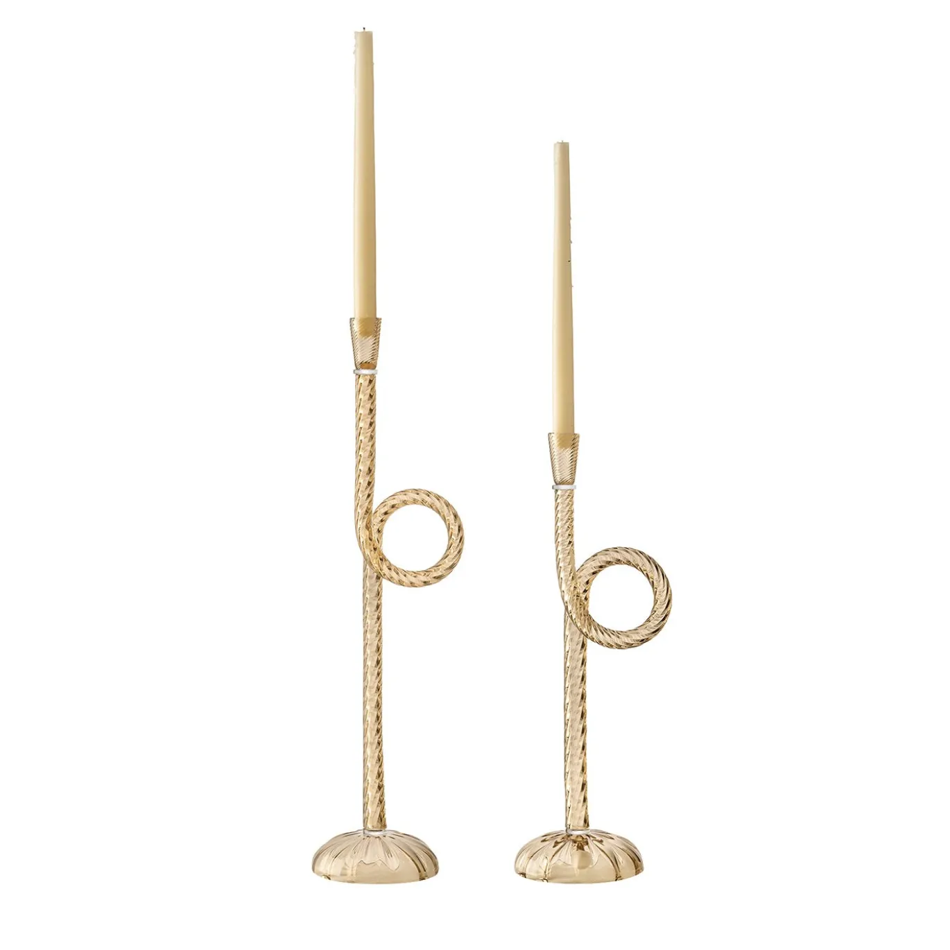Set di 2 portacandele Knot in vetro di Murano Champagne