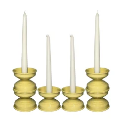 Set di 4 portacandele Maxi e Mini giallo burro lucido