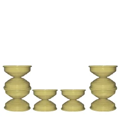 Set di 4 portacandele Maxi e Mini giallo burro lucido