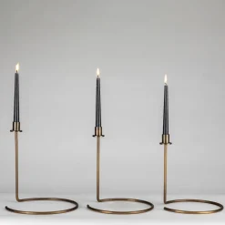 Set di 3 portacandele Sirio in ottone bronzato