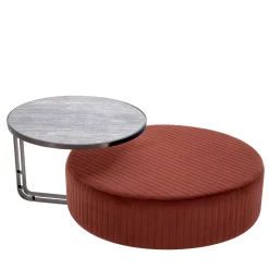 Set di pouf e tavolino Febe in borgogna