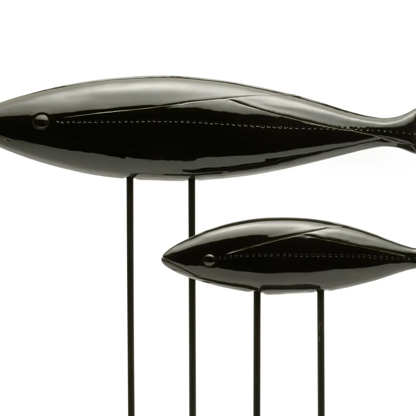 Set di 2 sculture di pesce nero di Aldo Londi