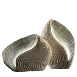 Set di 2 Sculture Luminose Madrepora Lampada da Tavolo Beige