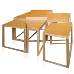 Set di tavolini a incastro Thelados con piano in pelle