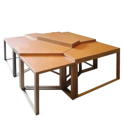 Set di tavolini a incastro Thelados con piano in pelle