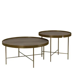 Set di 2 tavolini da caffè rotondi Tabbal Marroni