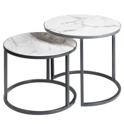 Set di 2 tavolini rotondi di Carrara Alicudi e Filicudi