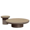 Set di 2 tavolini rotondi Romo in legno di frassino massello e legno opaco tortora di Artefatto Design Studio