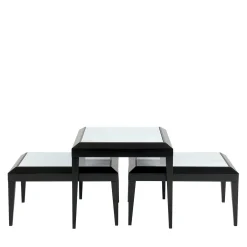 Set di 3 tavolini T143 in ebano nero e marmo di Estremoz