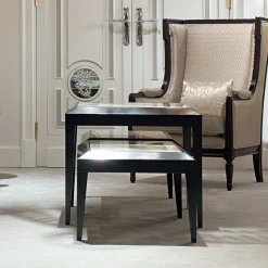 Set di 3 tavolini T143 in ebano nero e marmo di Estremoz