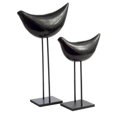 Set di 2 uccelli neri scultura di Aldo Londi