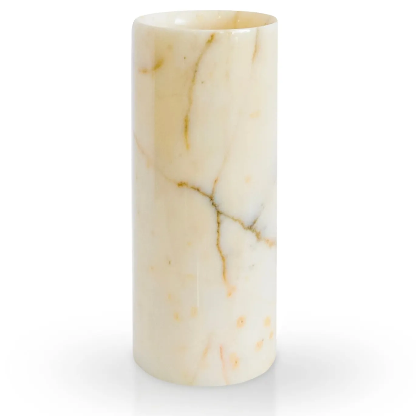Set di 2 vasi cilindrici in marmo Paonazzo e marmo bianco Carrara satinato