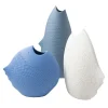 Set di 3 vasi decorativi a forma di pesce bianchi e azzurri