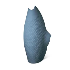 Set di 3 vasi decorativi a forma di pesce bianchi e azzurri
