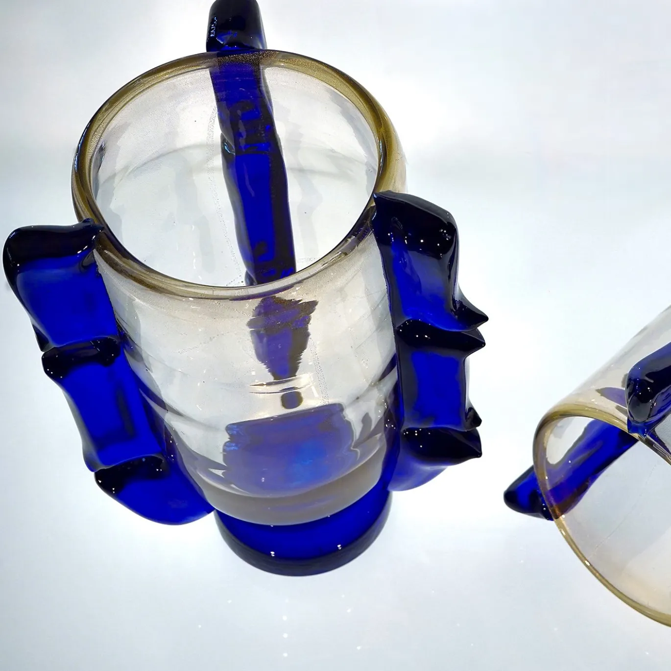 Set di 2 Vasi Decorativi Colossi Giganti in Vetro di Murano Blu Cobalto