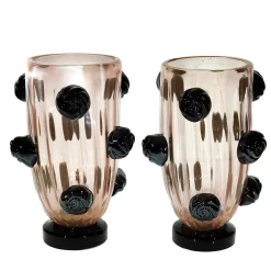 Set di 2 Vasi Decorativi Colossi Giganti in Vetro di Murano Rosa